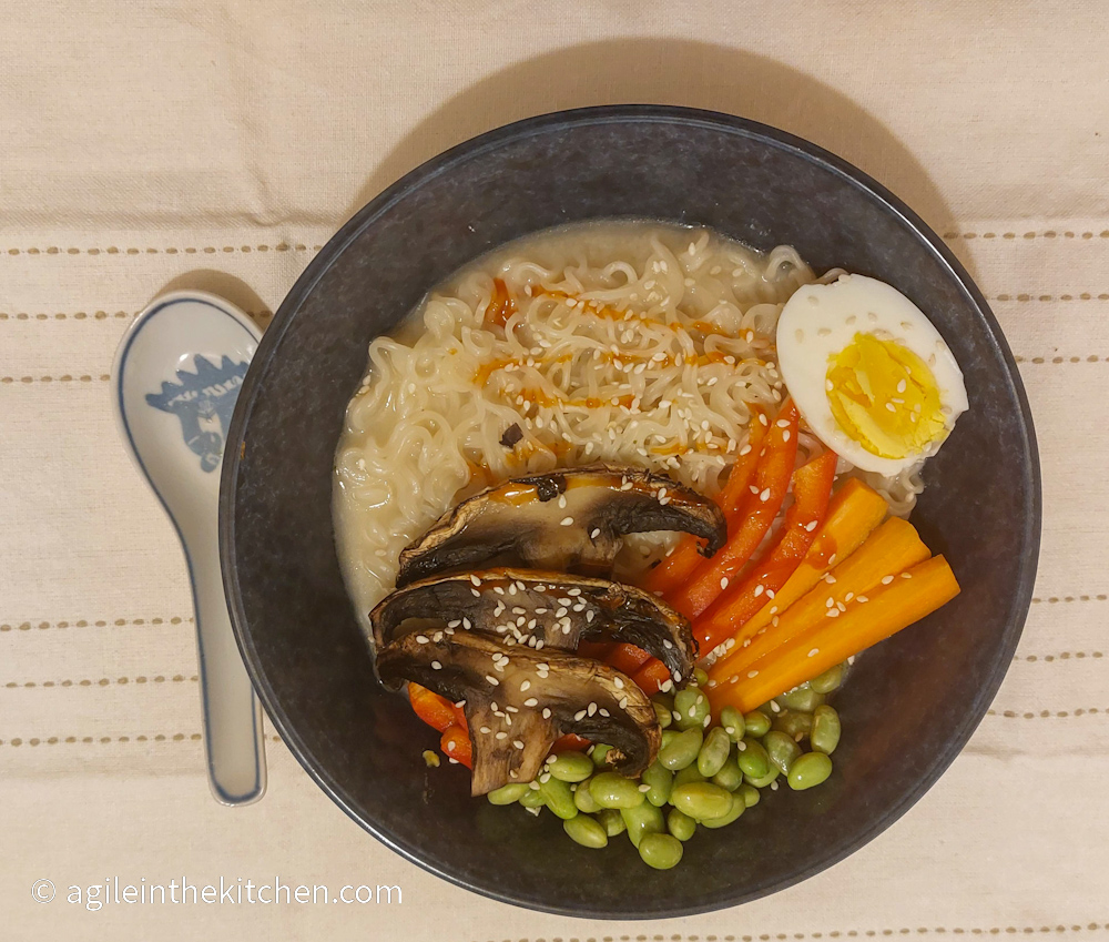 Creamy coconut ramen bowl