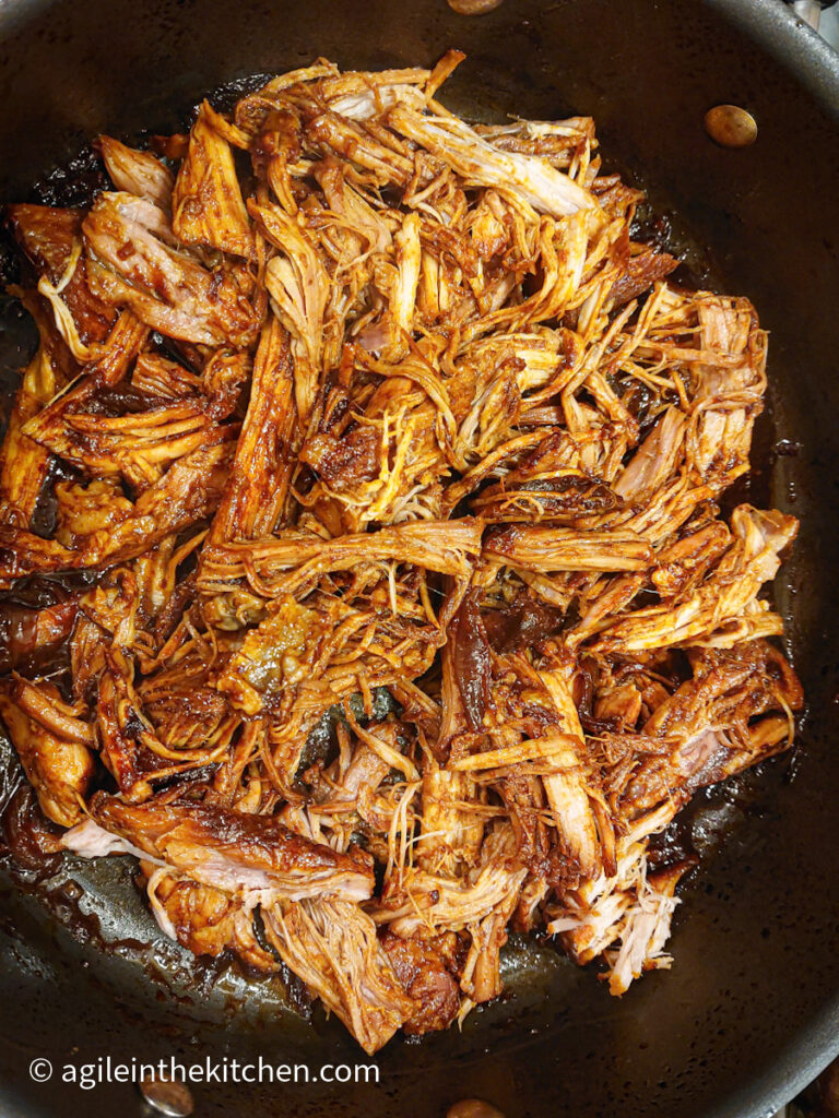 In a pot, pulled pork
