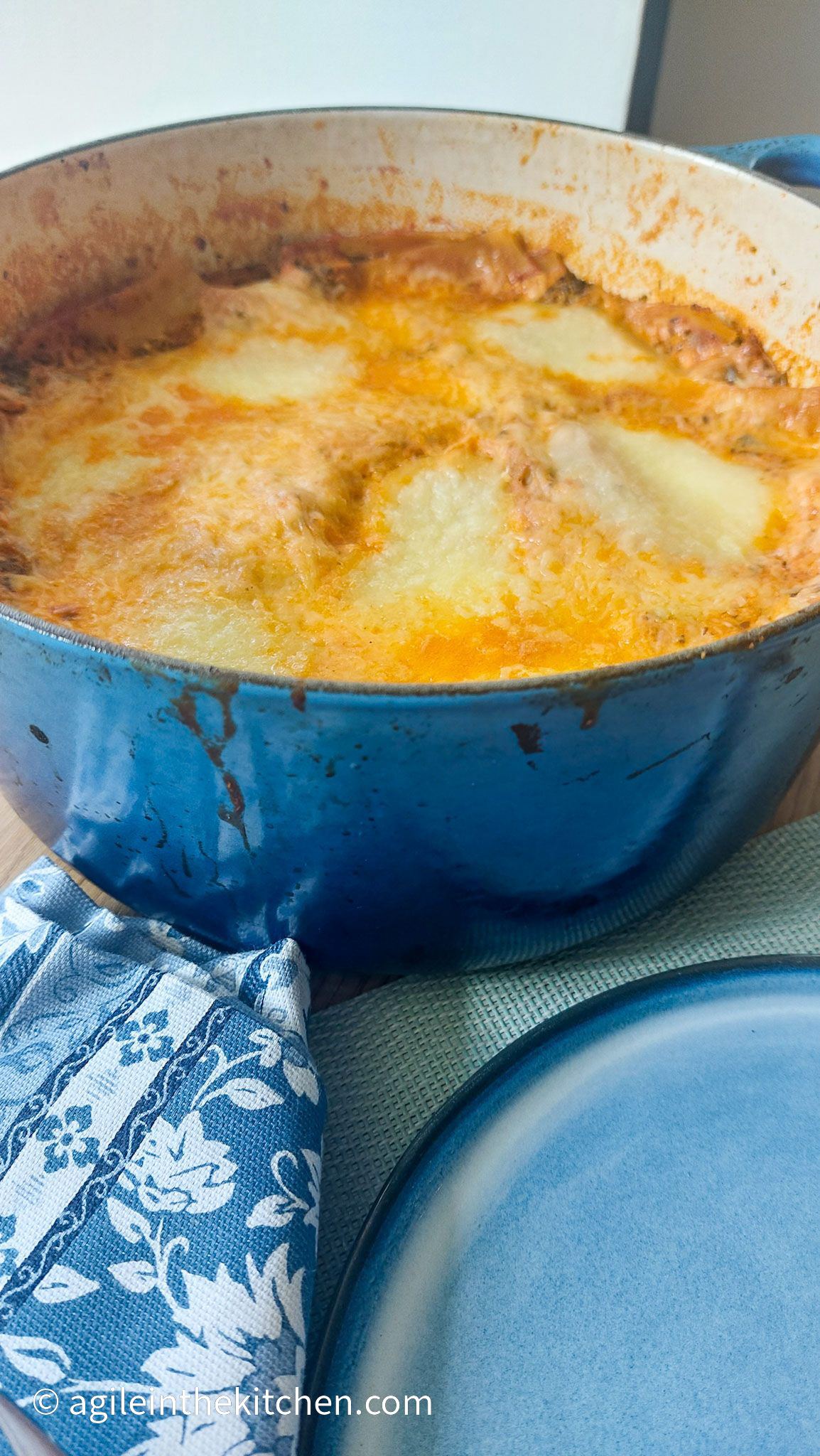 Broken lasagna in a Dutch oven
